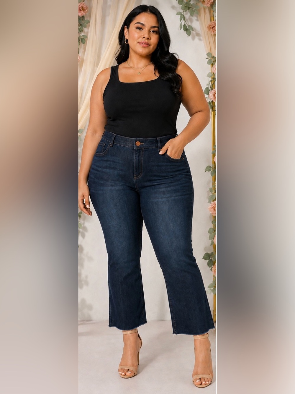 Democracy 24W High Rise Raw Hem Crop Flare Jeans NWT Stretch